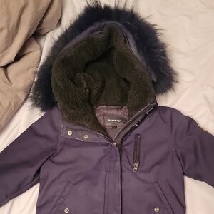 Mackage Kids Dark Blue Fur-Trimmed Puffer Jacket